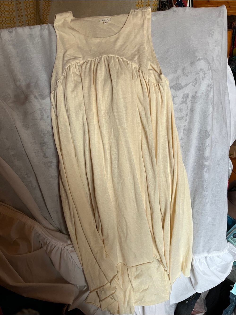 NWOT  POL Cream High-Low Sleeveless Dress PTP 20”